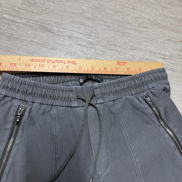 ATHLETA Pants Jogger Zipper Ankle Moto Style Size 0 Gray Drawstring - Picture 5 of 9